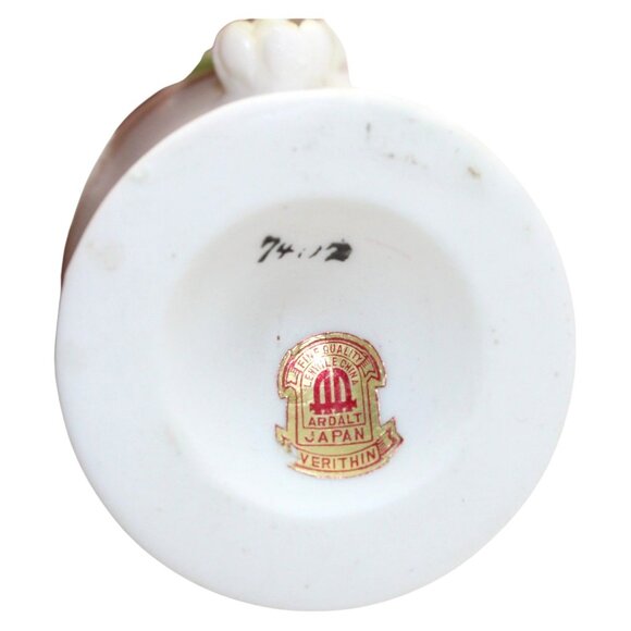 Ardalt Verithin Japan Porcelain Miniature Vase With Handle & Floral Embellishmen - Picture 5 of 9